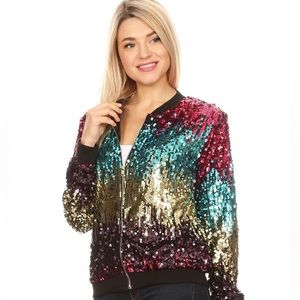 Rainbow Shops sequin bomber jacket